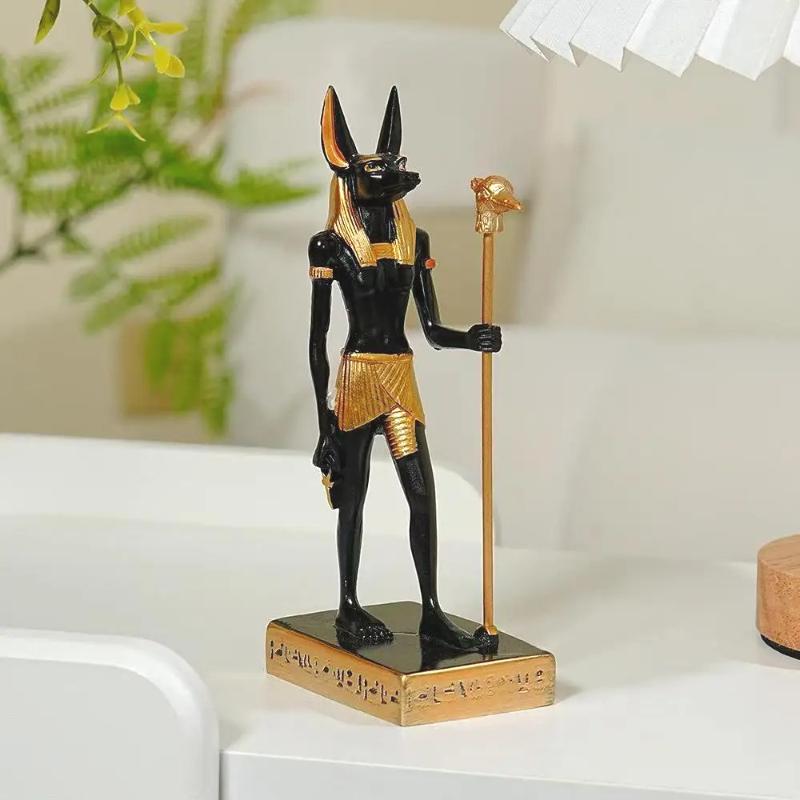 Mystická socha Anubise Egyptský bůh Soška z prémiové pryskyřice Starověká mytologie Dekorace do domácnosti či kanceláře Jedinečný sběratelský nápad