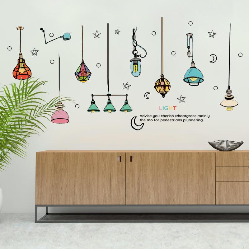 Adesivo da Parete Lampadario Stile Nordico Colorato Rimovibile Decorazione Sfondo TV per Camera da Letto e Soggiorno Adesivo Vetro Finestra