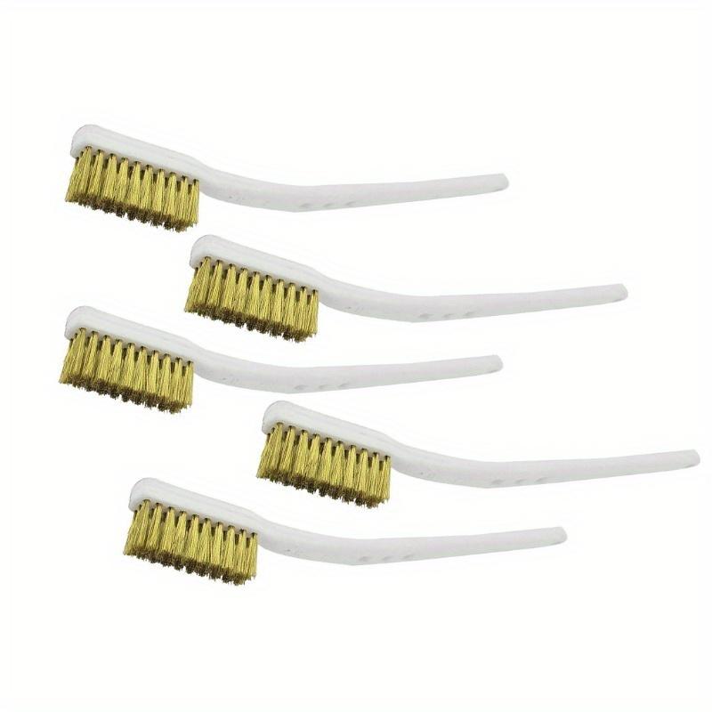 5pcs Brass Wire Brushes, Mini Paint Rust Remover, Steel Wire Brushes for Industrial Metal Polishing and Burring Cleaning