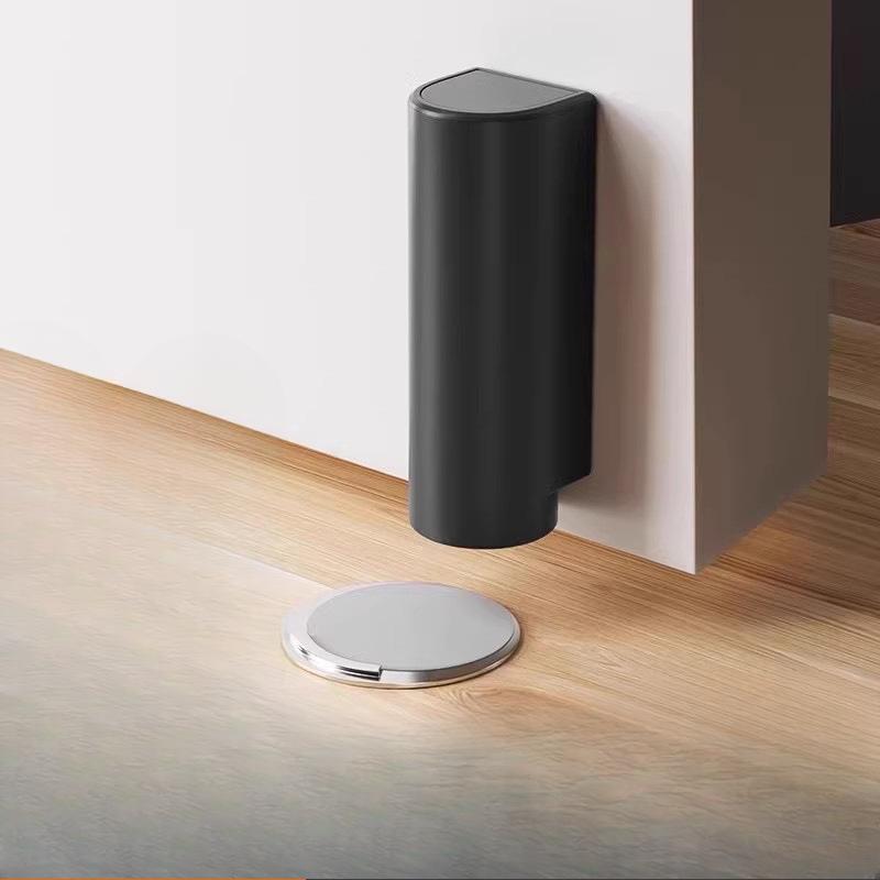 Stainless Steel Magnetic Door Stopper, Gray Black Nail Free Door Base, Door Hardware Door Close Prevention Door Stop Door Closer