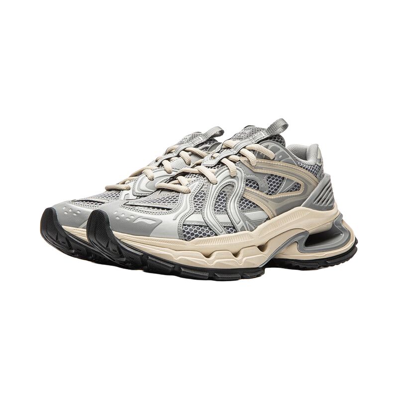 Li Ning Yijun Modne Sportowe Codzienne Wszechstronne Niskie Buty Ojca Męskie sneakersy Ultimate-Gray AZGW277-1