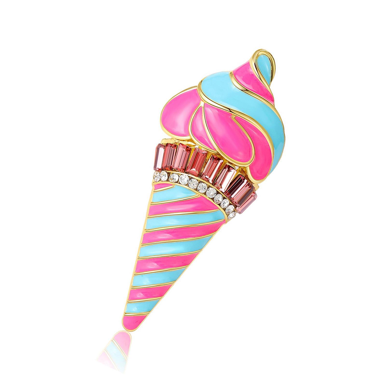 

Модная изысканная булавка на лацкан в виде мороженого с капающим маслом, контрастный аксессуар для костюмов для вечеринок розовый