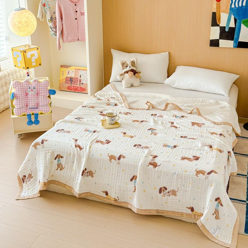 100% Cotton Blanket Breathable Towel for Kids Blankets Skin-friendly Plaid Nap Blankets Super Soft Bedsheet Travel Shawl