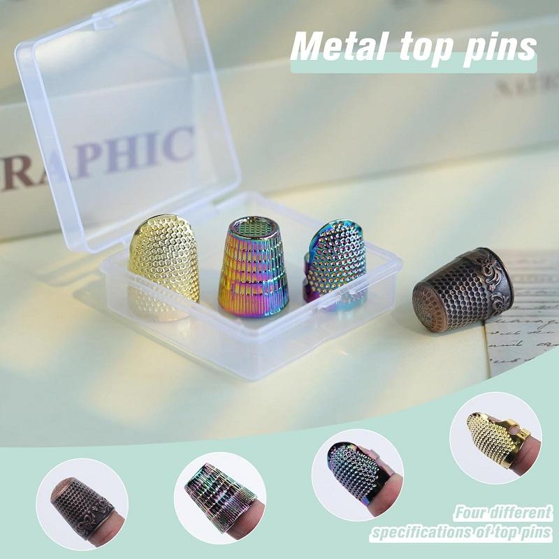 BUDDUR Retro Sewing Thimble Kit With Finger Protector Sewing Needles And Storage Box DIY Handmade Craft Accessories Tools Set