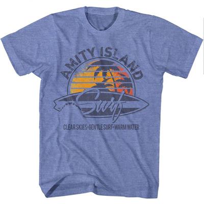 Camiseta unisex azul claro de surf de Amity Island de Jaws Jaws