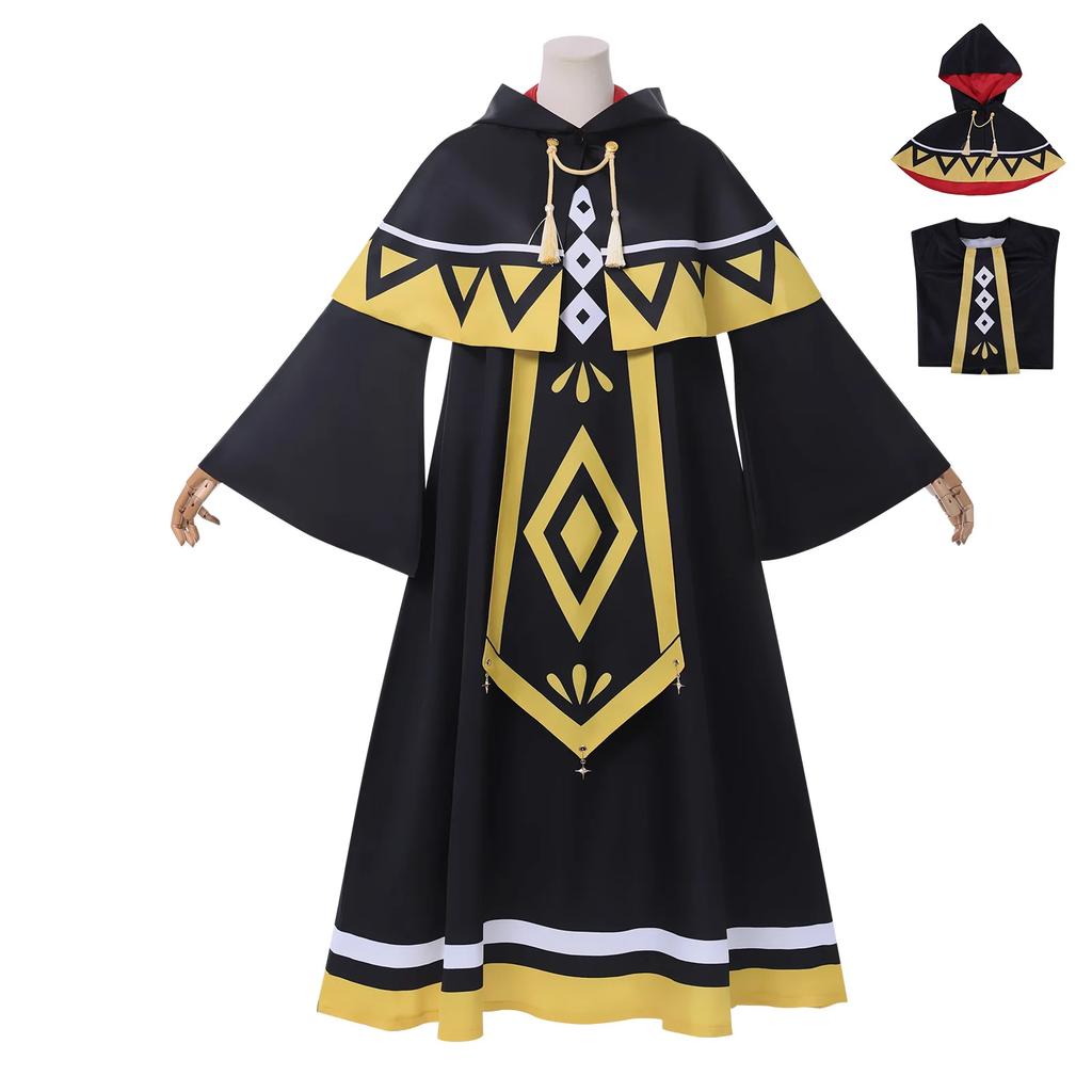 Traje de Cosplay de Silent Witch Monica - Roupa de Festa de Halloween de Anime, Uniforme de Carnaval Vestido de Personagem de Jogo Feminino (Preto branco)