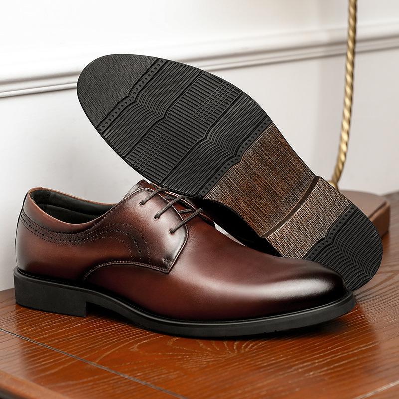 Desai First-Layer Cowhide Men'S Shoes Thick-Soled Heightened Breathable Versatile Trend Casual Leather Shoes Groom Wedding Shoes