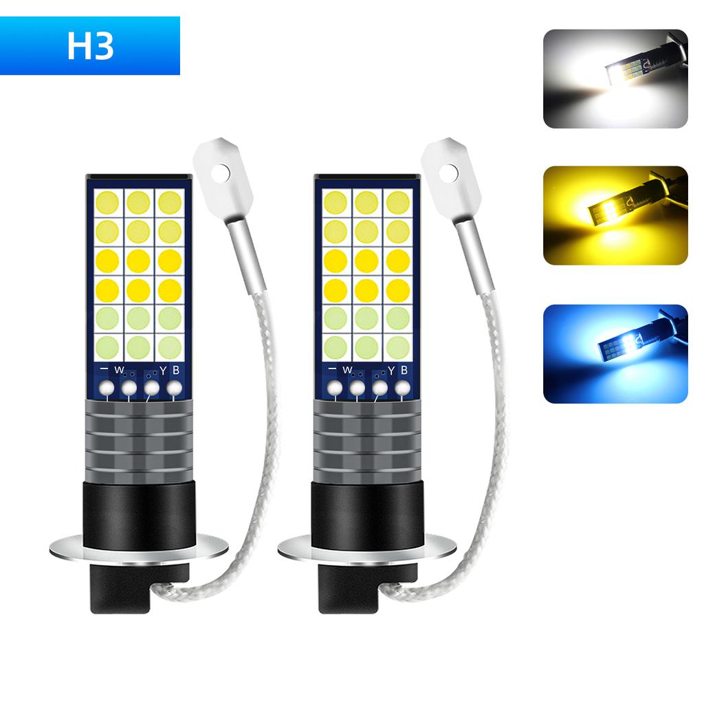 2PCS H1 H3 LED Car Fog Light Bulbs 12-36V Headlight 3030 36SMD Car Day Driving Running Lamp Auto Front Lamp White Yellow Blue
