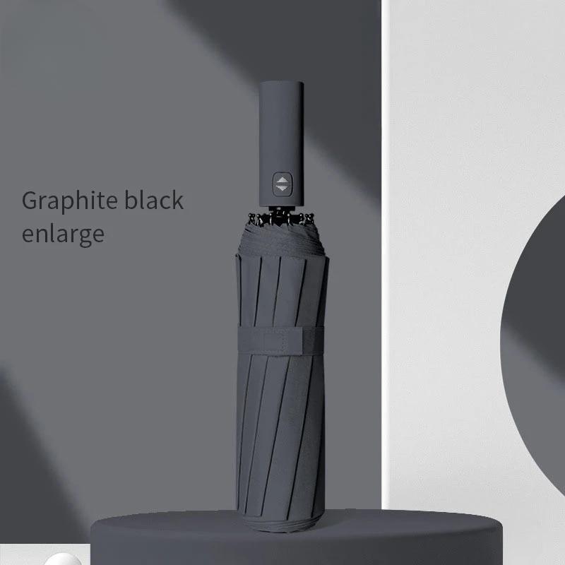12-Rib Automatic Folding Umbrella Solid Color Large Size Sunshade UV Protection Outdoor Travel Parasol