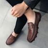2024 Men Leather Summer Alligator Texture Slip-On Casual Shoes Male Sneakers Loafer Mens Coffee Men Loafers Flats Driving Shoes