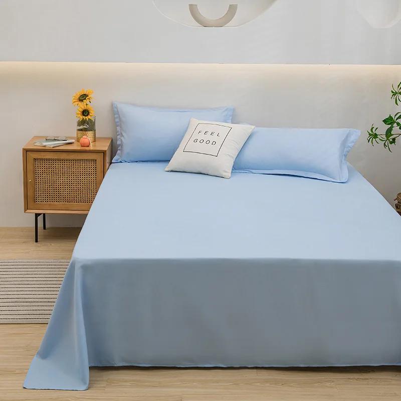Bed Flat Sheet for Double Bed Plain Solid Color Sheets Single/Queen/King Flat Bedsheets Soft Home Bed Sheets Student Dormitory