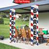 2D Flat, 2pc2D Flat Porch Banner, 30.48x179.83 cm Polyester Door Couplet, Red, White, and Blue Striped Design for Hair Salons, Suitable for Outdoor an