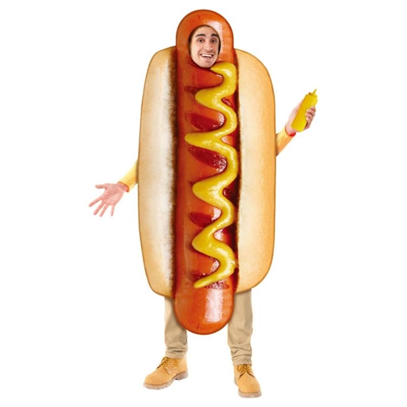 Unisex Adult Kids Hot Dogs Fancy Jumpsuit Halloween Hot Dogs Costume Food Hotdog Outfit Halloween Cosplay Costumes