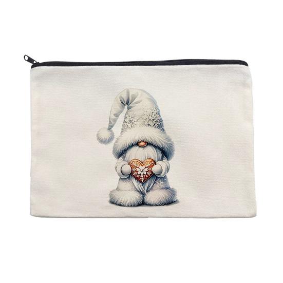 Christmas Theme Makeup Bag, with Black Zipper, Wear-Resistant Toiletry Bag, Durable Canvas Storage Pouch, for Makeup Stationery And Small Items