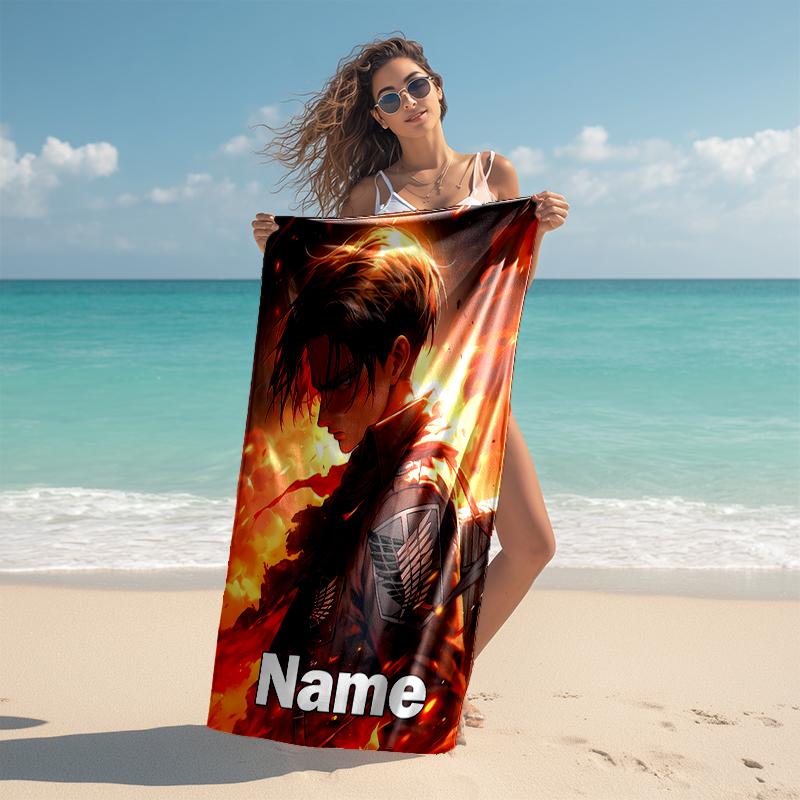 Personalized customized proof beach towel with Attack on Titan  pattern - soft, absorbent, quick-drying, perfect swimming, camping&bathing