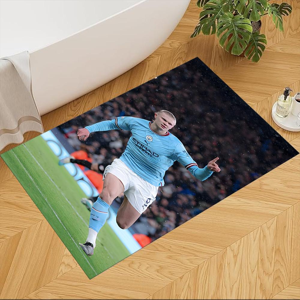Erling Haaland Football Action Anti-slip Rug Compact Foldable Construction Water-resistant & Washable Office & Lounge Rug Retro American Style