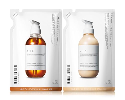 NILE Damage Care Shampoo Treatment Refill Set, 350ml each (Apple Bloom Floral Scent)
