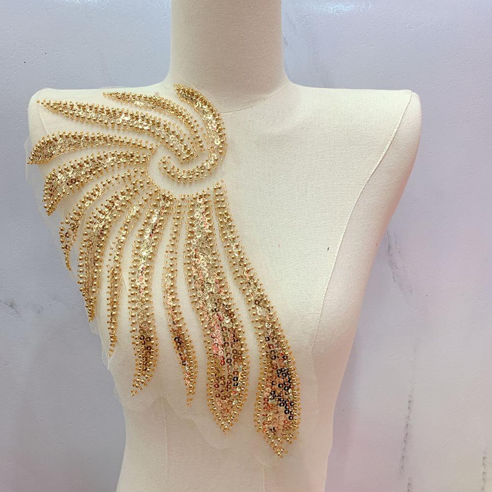 1 Pereche Aripi de Înger Aurii Mărgele Aplicat Brodat Haine DIY Reparare Aplicat