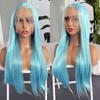 Blue Lace Front Wig 13x4 Long Silky Straight Synthetic Hair Wigs for Women Glueless Natural Hairline Daily Use Cosplay Party Wig