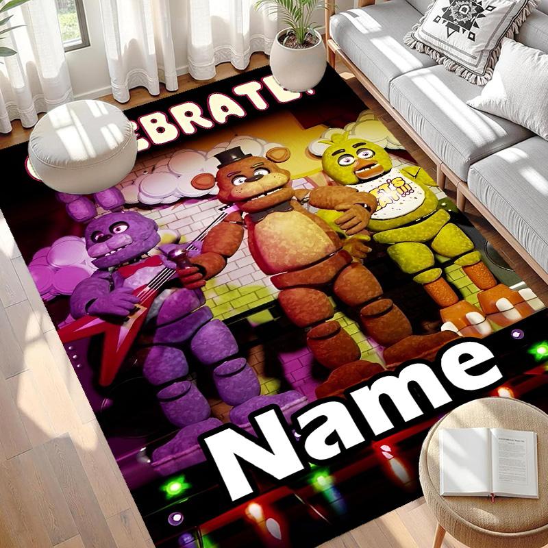 Custom Name Personalized Five Nights at Freddy's Print Carpet, Versatile Home Decor Rug, for Playroom, Apartment, Balcony, Entryway, Hallway Gift