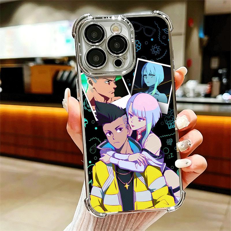 

E-Edgerunners Anime Lucy Soft Phone Case For iPhone 15 16 17 Air 14 Pro Max 16E Plus 13 12 Mini Plating Anti-Fall Fundas iPhone 15 Pro