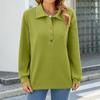 Women's Fashion Casual Versatile Lapel Loose Long Sleeve Pullover Solid Color Long Sleeve Women's Sweatshirt