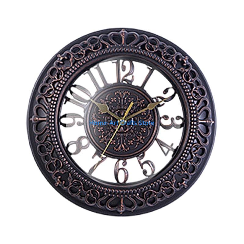 Y3NA Antique Battery Operated 12inch Round Wall Clock for Vintages Inspireds Interior Room