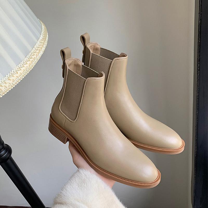 Fashion 2025 British Chelsea Boots Woman Stretch Slip On Round Toe Botas Feminina Autumn Winter Shoes Traf Low Heels Ankle Botines Mujer