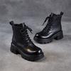 Leather Martin boots women's British style 2026 autumn and winter new single boots retro light luxury thick-soled thin lace-up leather boots