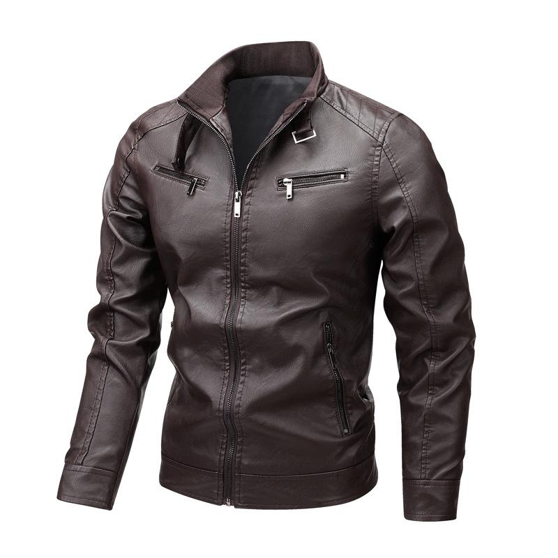 New leather jacket men's leather jacket casual jacket Korean style trendy slim handsome youthful autumn