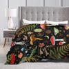 Mushroom Butterfly Flower Throw Blanket for Bed Living Room Sofa Couch Soft Warm Lightweight Cozy Plush Blankets Mushroom Decor