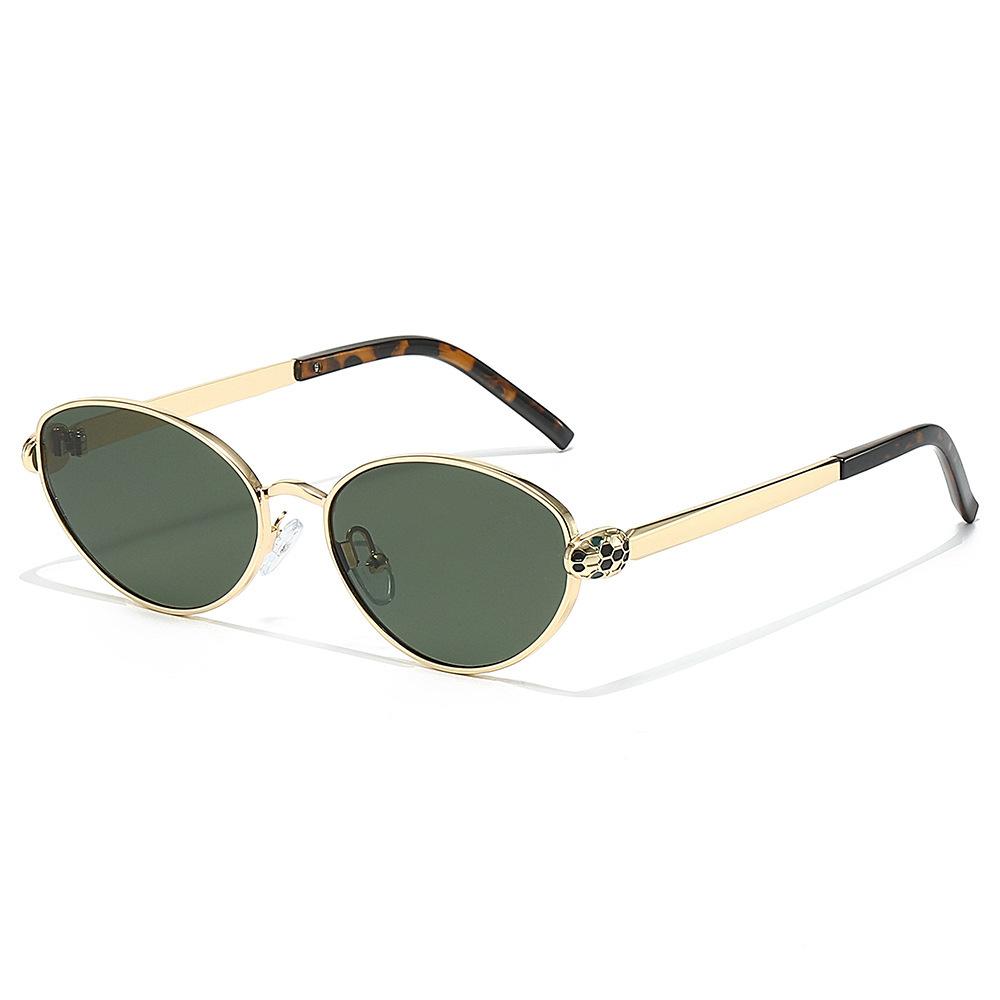 New retro fashion European and American high-end sunglasses, men's and women's spirit snake head cat eye light luxury metal sunglasses