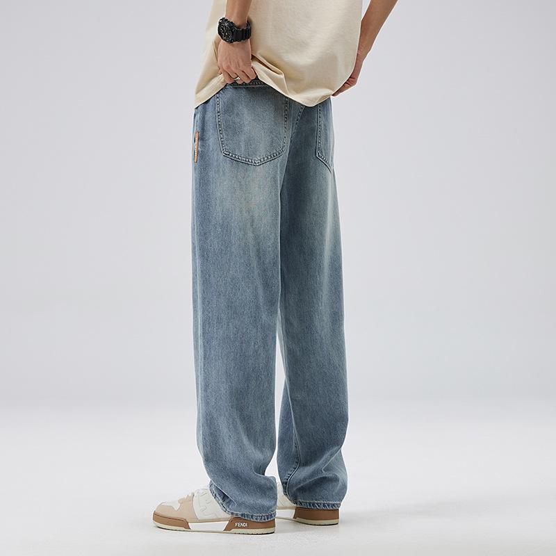 Wide-legged Jeans Men's Season Loose Straight American High Street Starry Sky Pattern Casual Spring Trousers