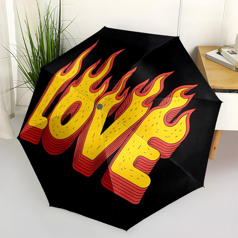 

1pc Flame Love Automatic Opening and Closing Folding Umbrella with 8 Iron Ribs - Portable, Foldable for Travel yy251124113