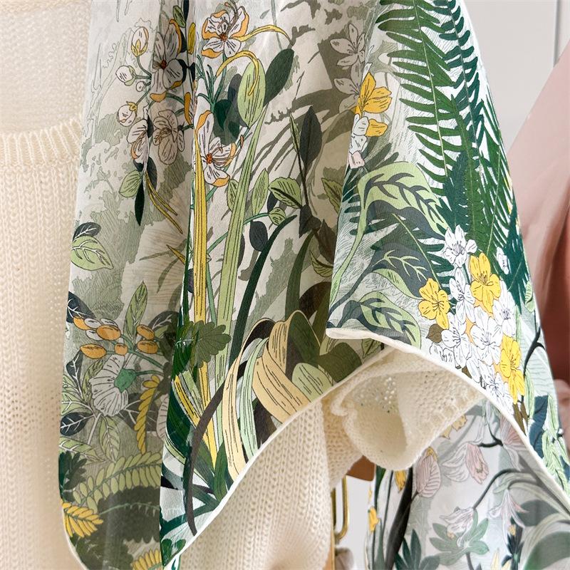 Purple literary silk square scarf high-end georgette mulberry silk scarf spring and autumn thin handmade hemming silk scarf women