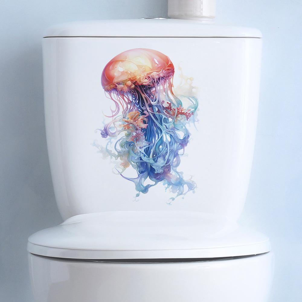 Submarine Dream Jellyfish Toilet with Bathroom Bathroom Home Beautification Wall Sticker