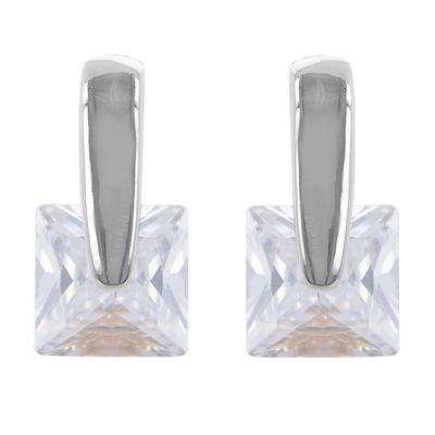 [R4771] - Silberne 'Crystal' silber-weiße Ohrringe (Rhodium)  - 10 x 5 mm