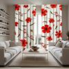 2pc Gorgeous Style Red Floral Print Curtains   Polyester Fabric   Machine Washable   Suitable for Bedroom Living Room Decoration
