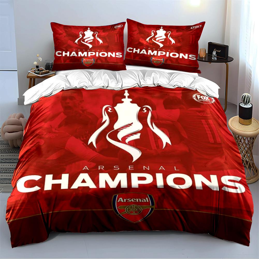 Arsenal Champions Red Set Bedding Duvet Cover Set Duvet Cover Pillowcases Home Decor (1 * Duvet Cover 2 * Pillowcases, without duvet insert)
