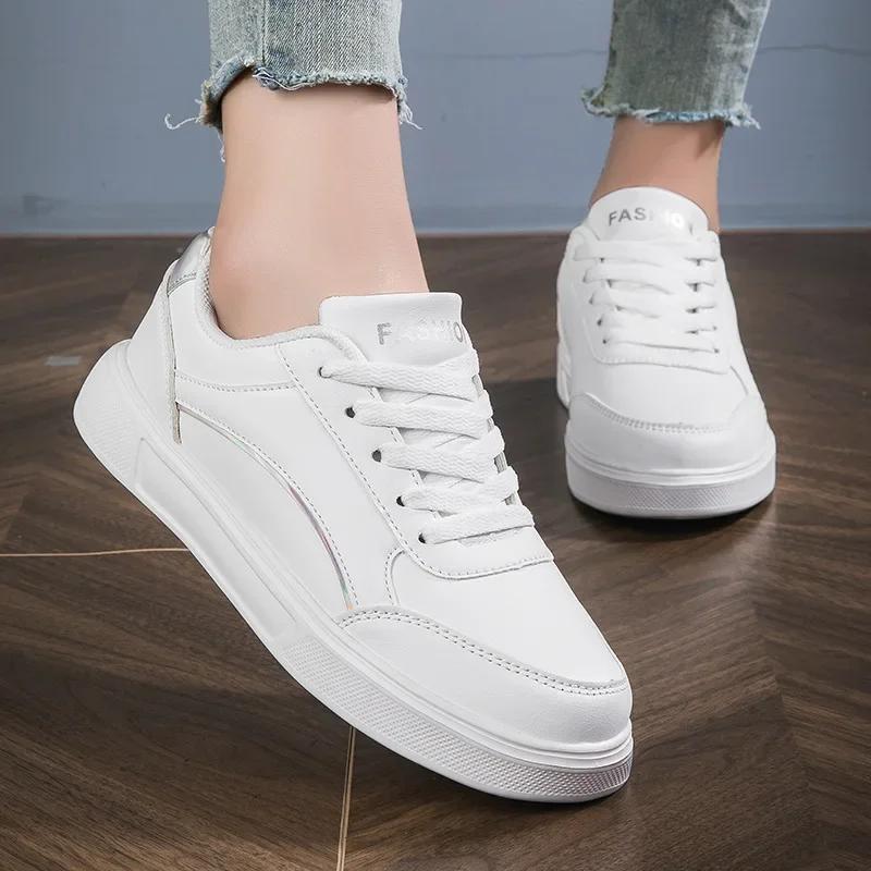 Fashion Hot Sell Women's Shoes Lightweight Casual Shoes Fashion Walking Shoes White Lace-up Sneakers Plus Size Platform Vulcanized Shoe