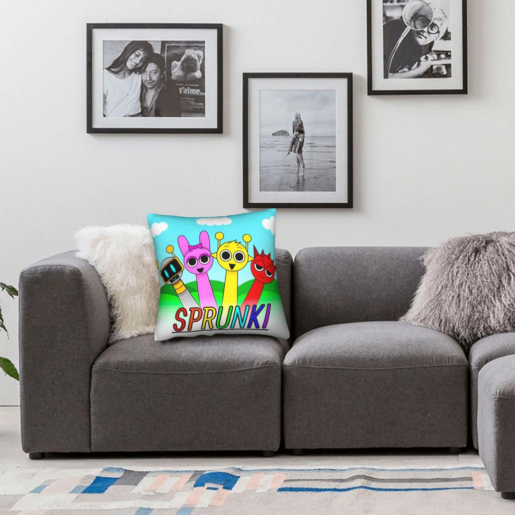 Sprunki Game Pillowcase Polyester Cushion Cover Gift Pinki Raddy Simon Throw Pillow Case Cover Home Square 45*45cm