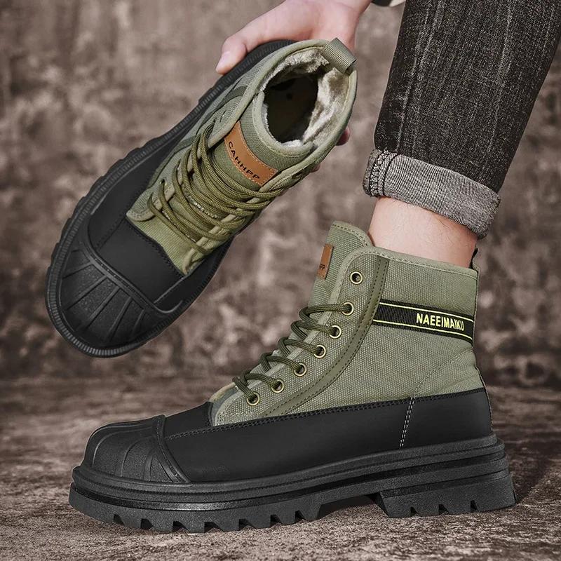 Fashion Selling Men's Tooling Boots Anti-slip Wear-Resistant Mens Boots Water Proof Keep Warm Beautiful and Fashionable Furry Boot Men