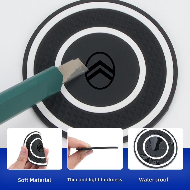 Silicone Double Ring Car Cup Mat Anti-Slip Insert For Citroen C4 C3 C5 C1 C2 C-Elysee Berlingo Picasso Jumpy Cactus Aircross aia256