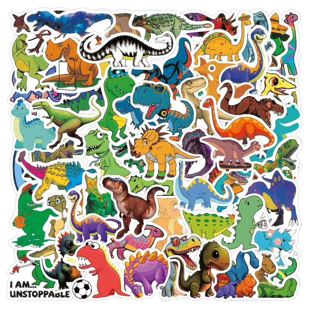 110 Waterproof Cute Cartoon Dinosaur Stickers for Journals, Bottles, and Computers