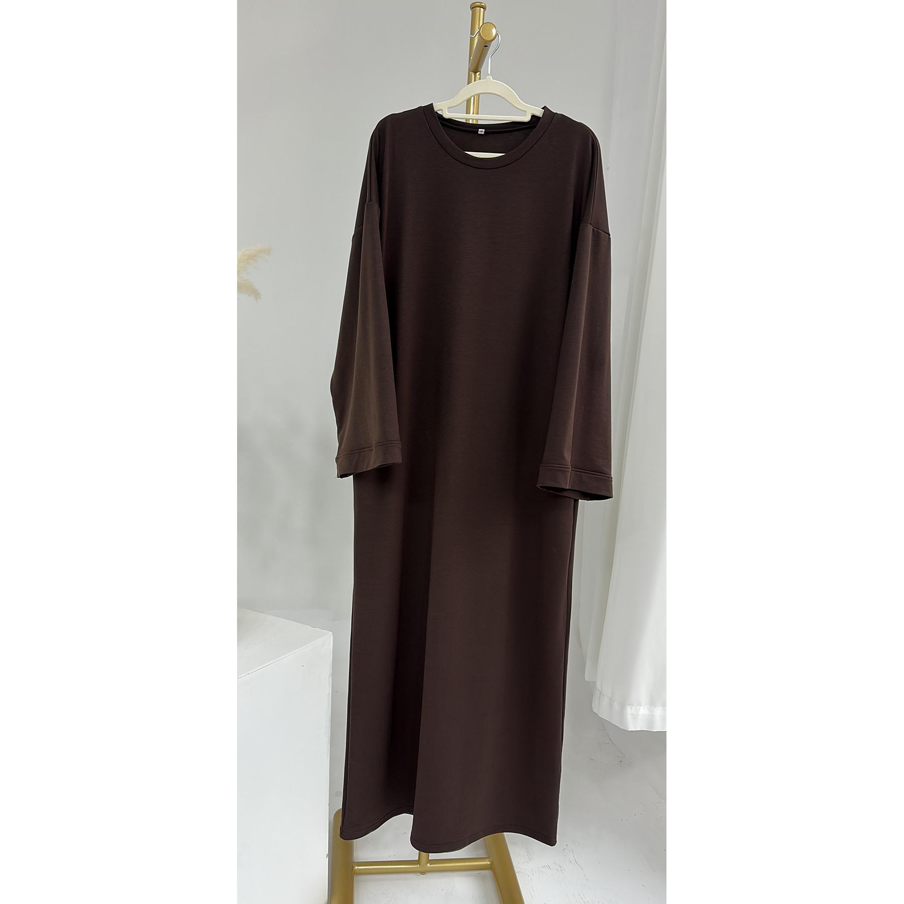 

Скромное платье Внутренние платья Мусульманские женщины Дубай Абая Ид Рамадан Исламская одежда Турция Арабский халат M кофейный