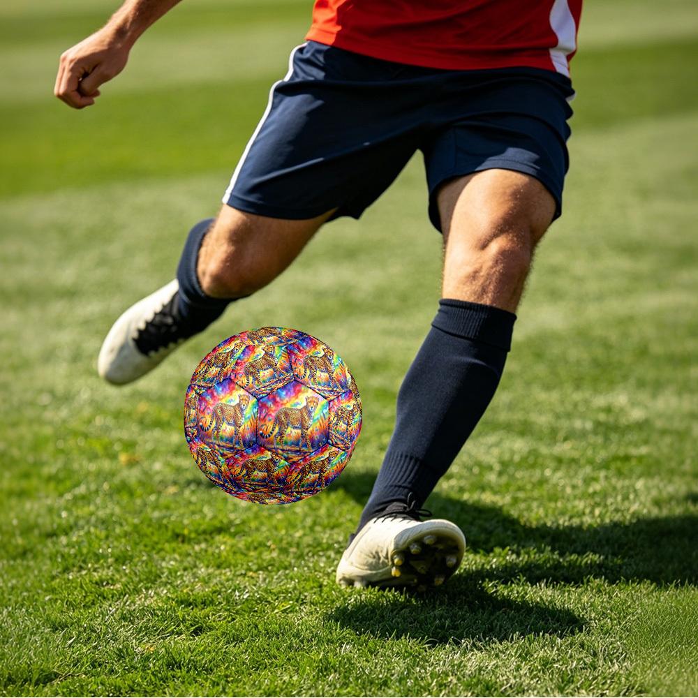 1pc Rainbow Cheetah Theme Soccer Ball Football, Size 5, Lightweight PVC, Outdoor Training Soccer Ball,Sports Gift t614100