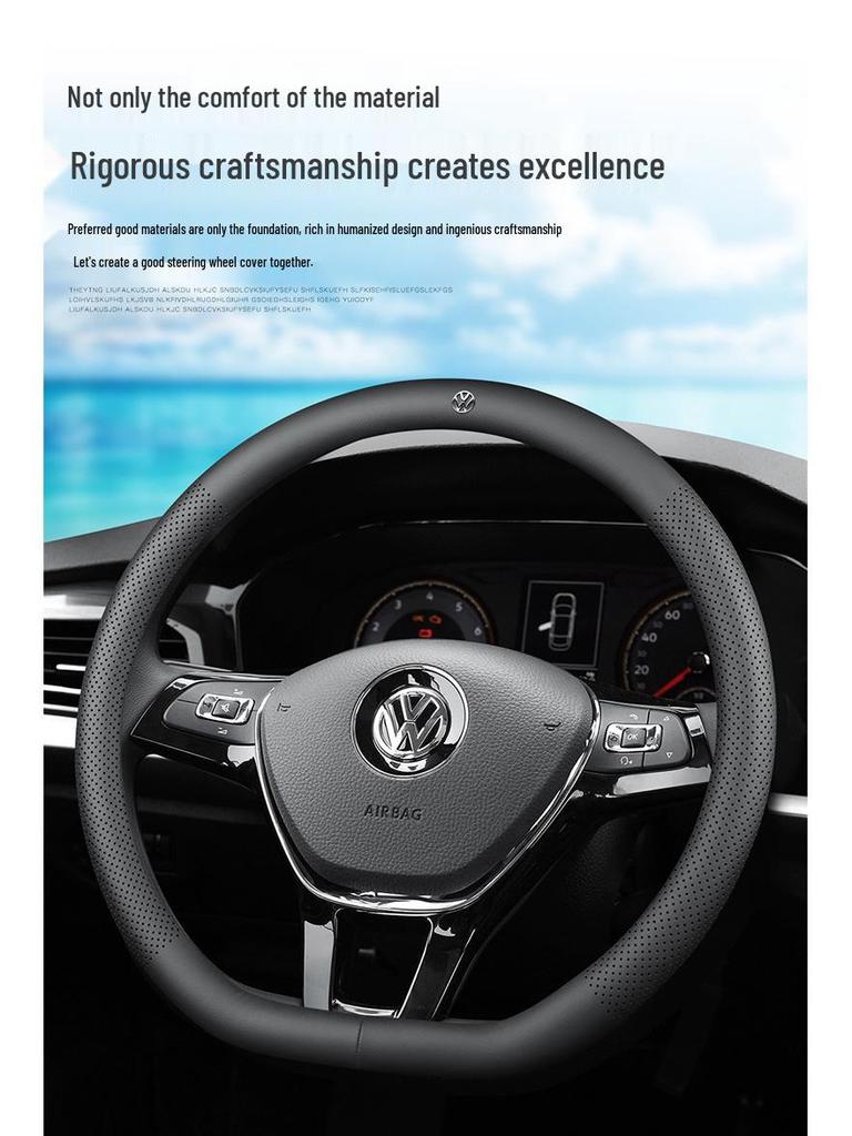 Universal Genuine Leather Steering Wheel Cover for Hongqi H5/HS5/HS7/H7/HS3/H9 - Ultra-thin, All-Season