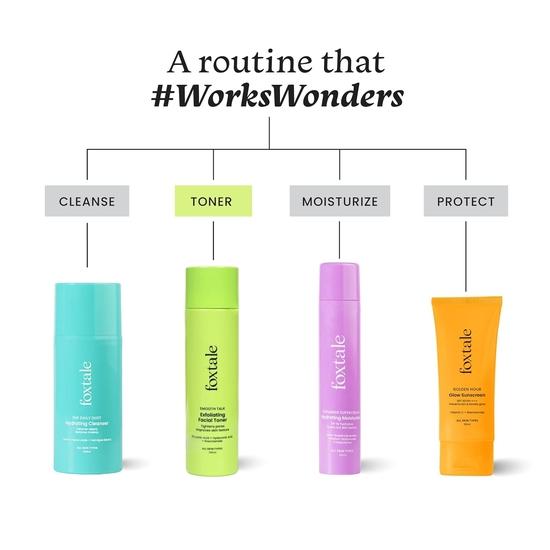 Foxtale Exfoliating Face Toner with 5% Lactic Acid for Pore Tightening & Gentle Exfoliation, Alcohol Free, Men & Women, 150 Ml