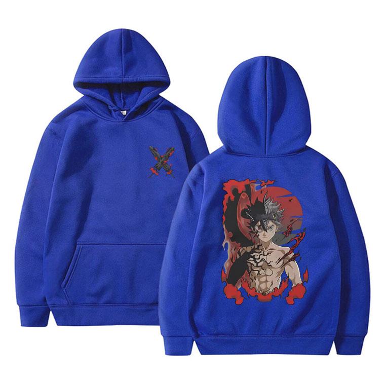 Japonské anime Black Clover Print Mikina s kapucí Manga Asta Grafika Mikiny s dlouhým rukávem Unisex Dámská Móda Ležérní mikina oversized