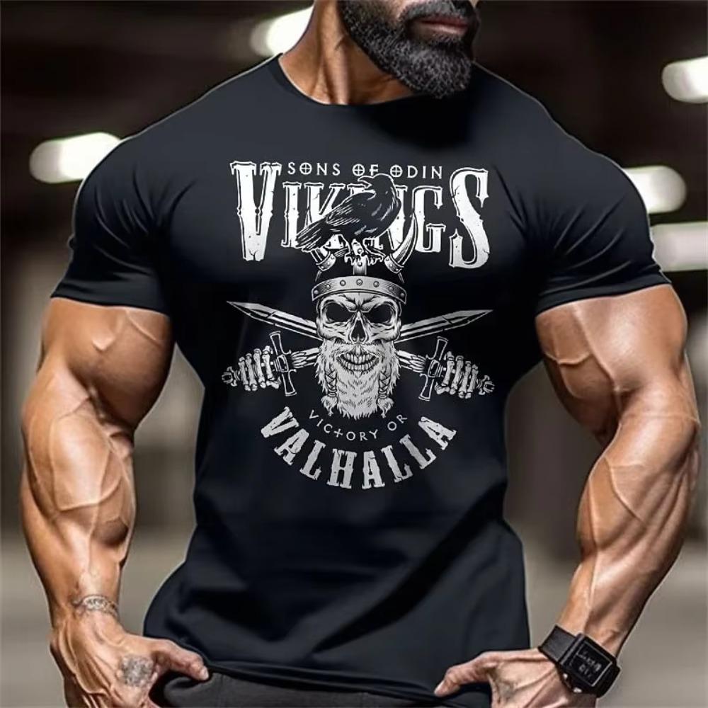 Módní tričko s 3D potiskem lebky pro muže Léto Outdoor Fitness Sportovní trička Neformální Topy s krátkým rukávem a výstřihem do O Rychloschnoucí pulovr
